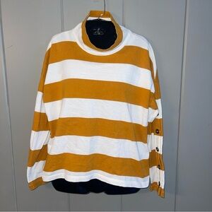 Madewell Gold & White Striped Long Sleeve Pull Over Jersey Small Casual Fall